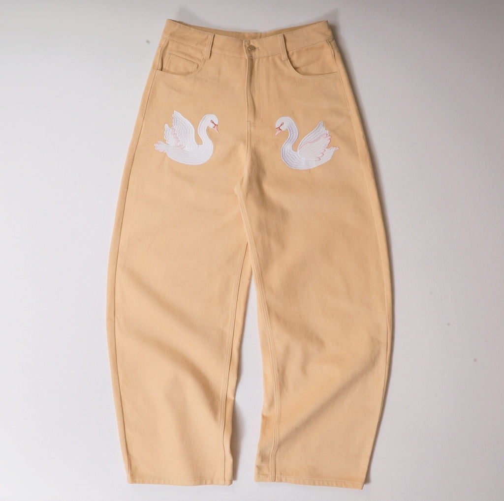 Swan Embroidery Pants