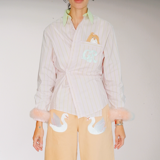 Pink & Green Striped Shirt