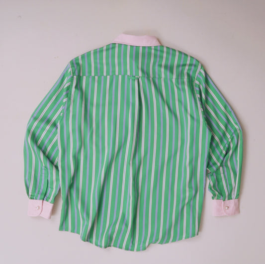 Pink Collar Green Shirt