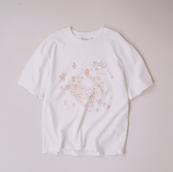 Pencil Print White T Shirt