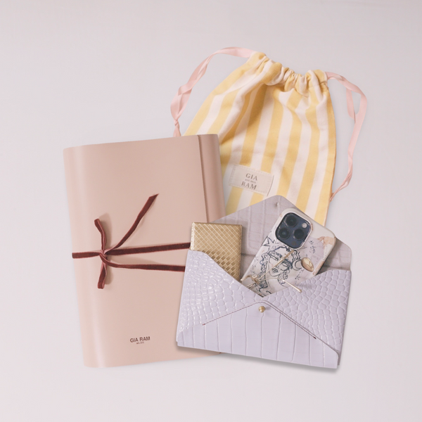 Notebook, pouch, dust bag