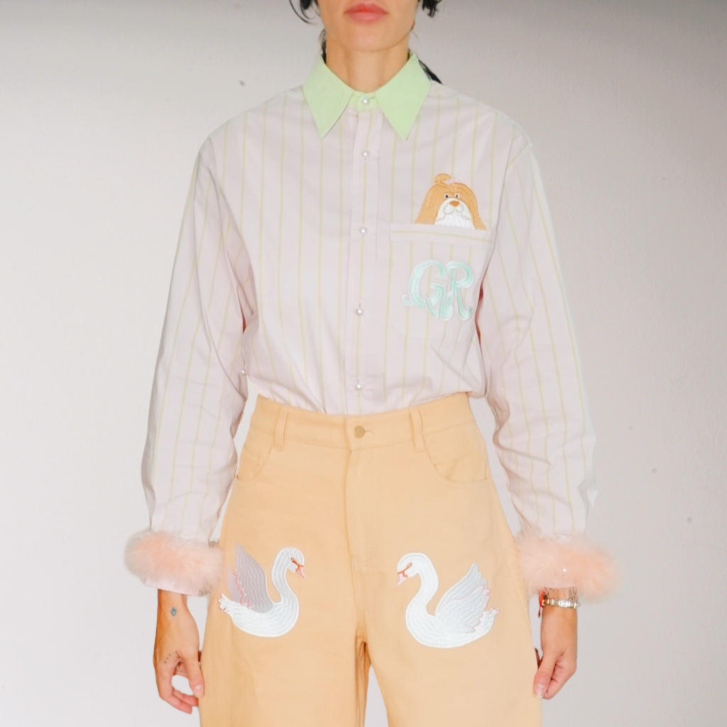 Pink & Green Striped Shirt