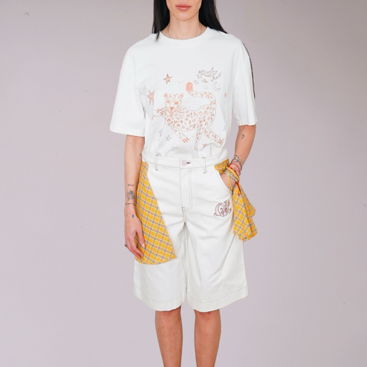 Pencil Print White T Shirt