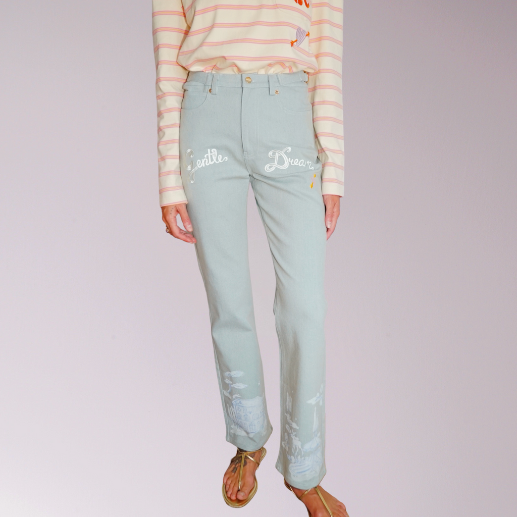 Embroidered Straight Jeans