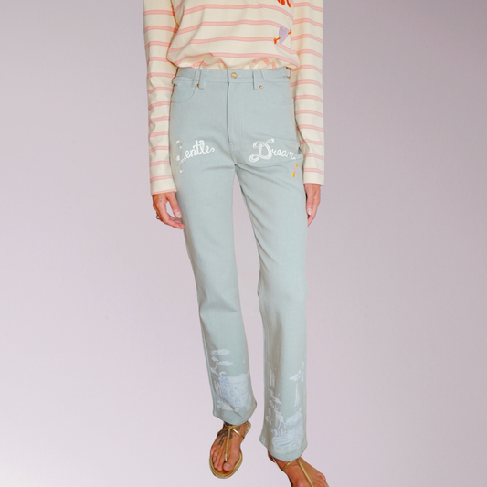 Embroidered Straight Jeans