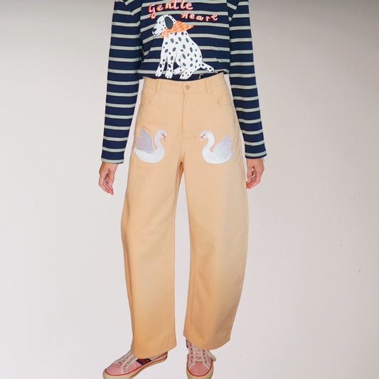Swan Embroidery Pants