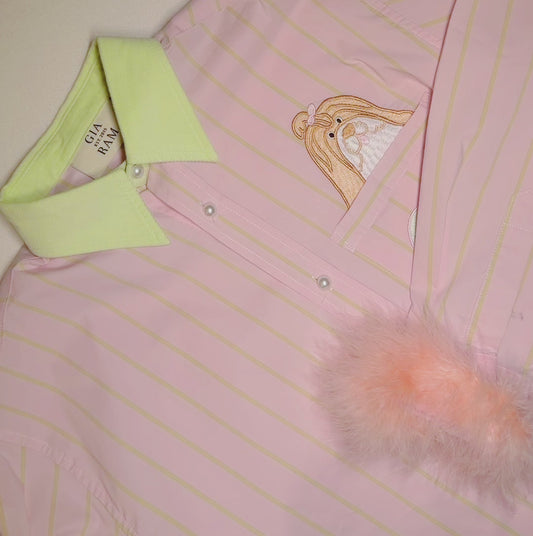 Pink & Green Striped Shirt
