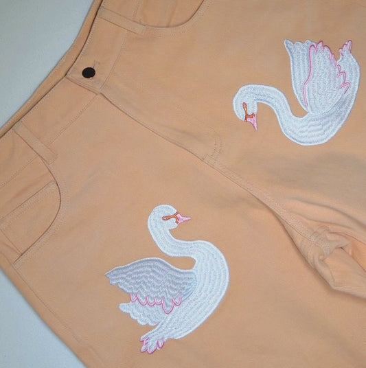 Swan Embroidery Pants